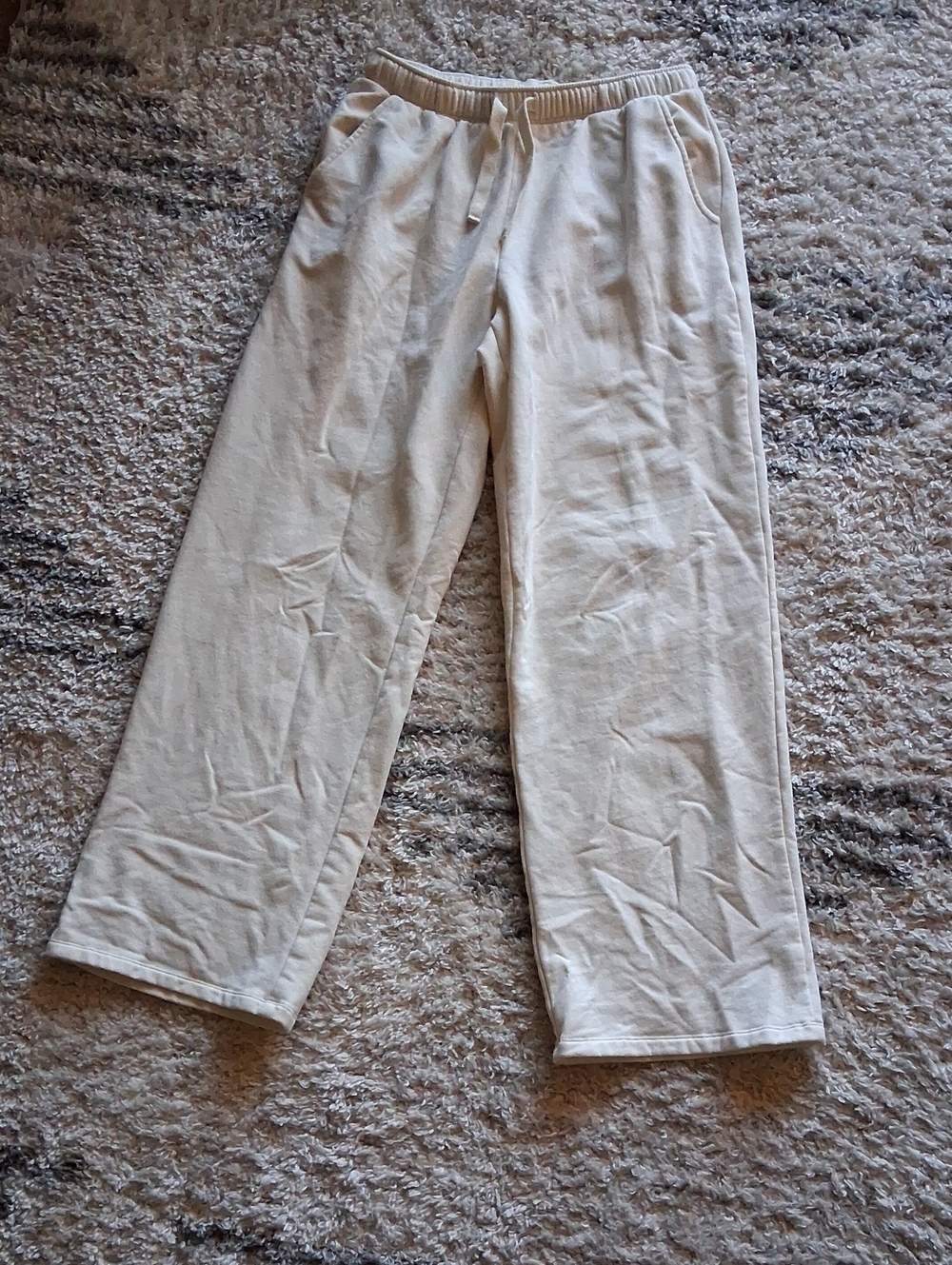 Auden Womans Casual Drawstring Pants in Light Off White